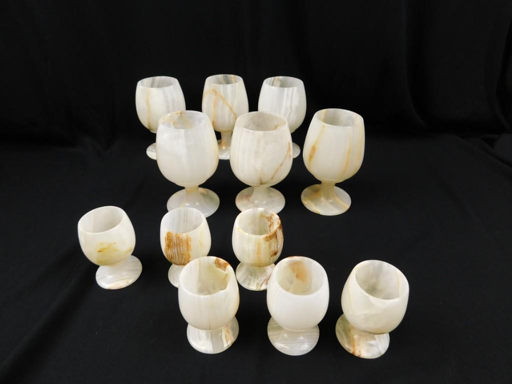 Set of 12 Onyx Goblets or Stemware Wine Glasses: Set of 12 Onyx Goblets or Stemware Wine Glasses