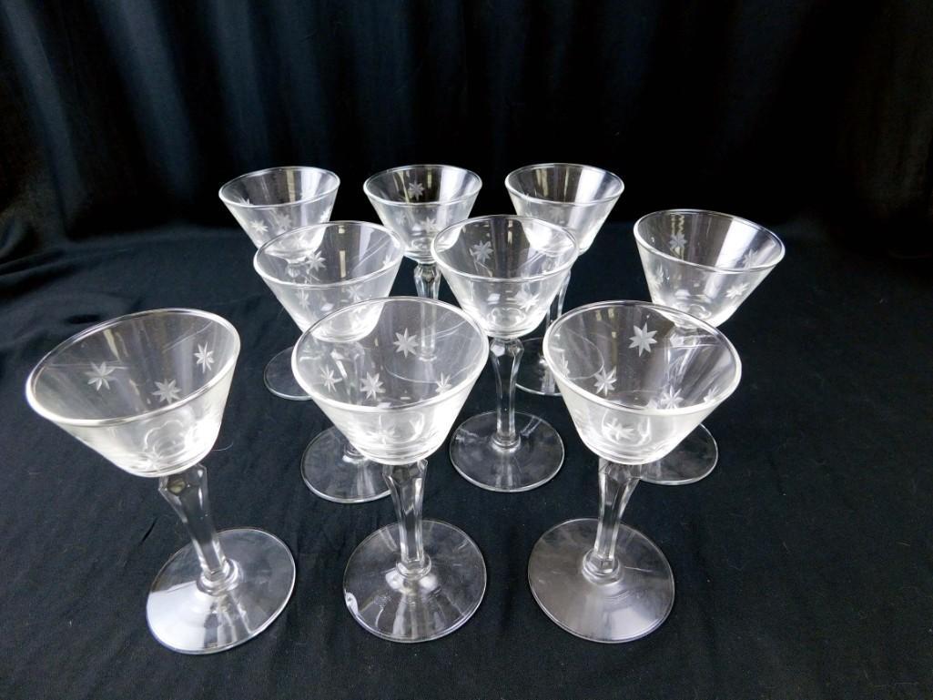 Set of 9 Vintage Martini Glasses: Set of 9 Vintage Martini Glasses