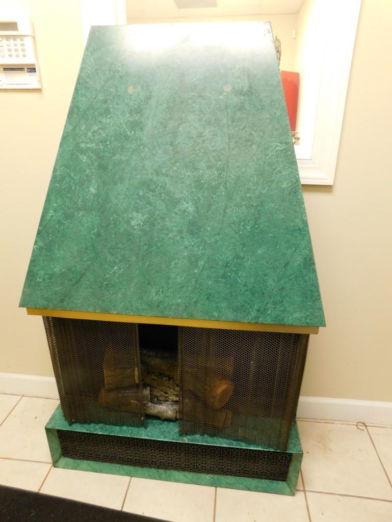 Mid Century Electric Fire Place Teal / Blue / Green (1 of 5)