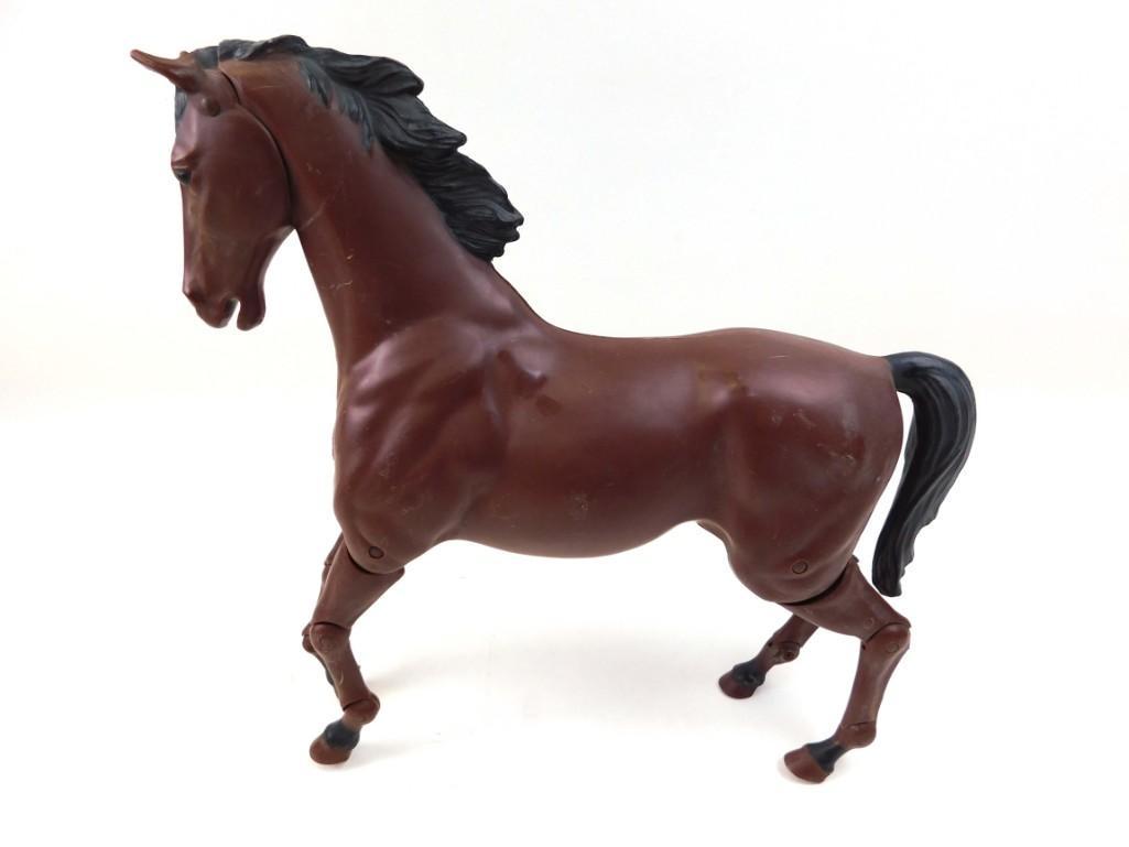 1967 Marx Johnny West Comanche Jointed Horse Brown and: Vintage 1967 Marx Johnny West Comanche Horse Brown and Black with Jointed Legs