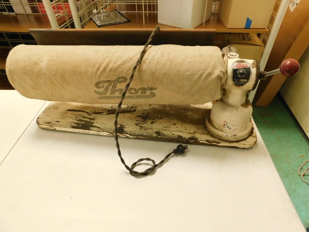 Thor Rotary Iron for Dry Cleaning: Thor Rotary Iron for Dry Cleaning Model 10 Plugged in and it turns on - however, it sparked so it was unplugged. Do not attempt to operate without replacing the power cord.
