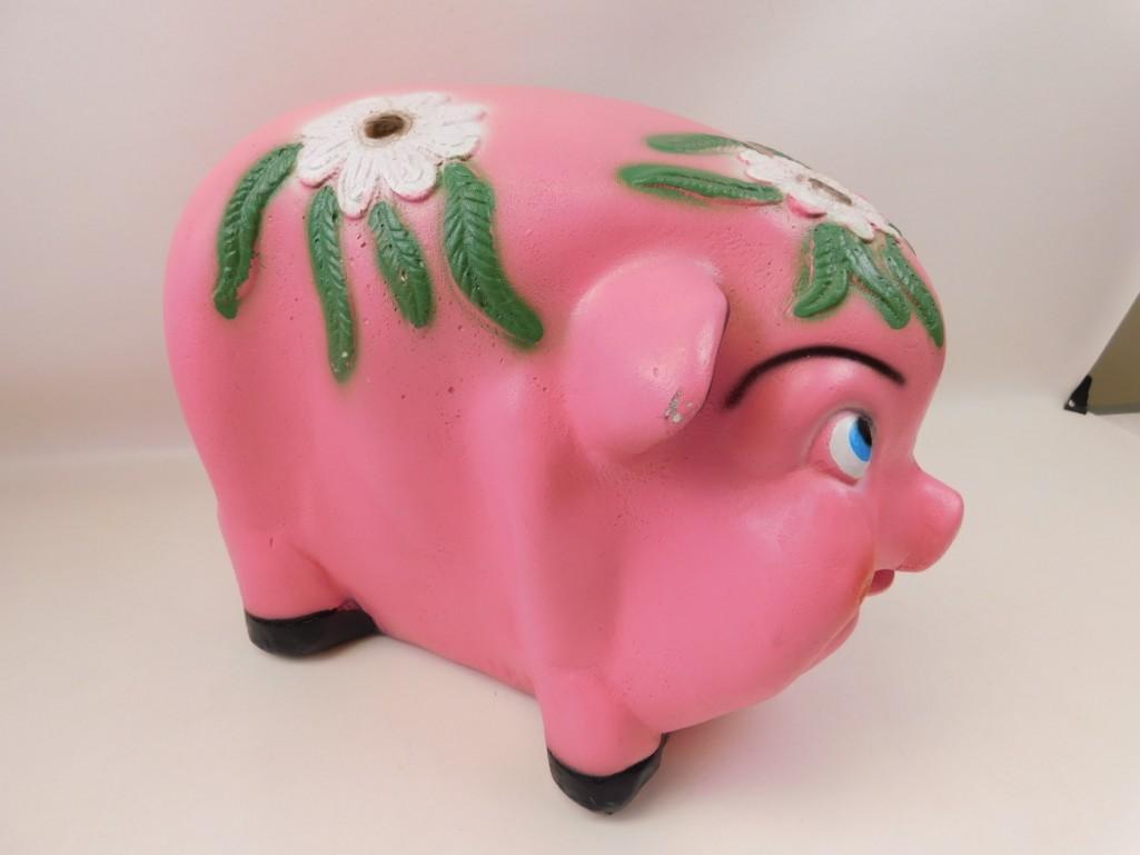 Large Pink Pig Chalkware Piggy Bank (1 of 4)