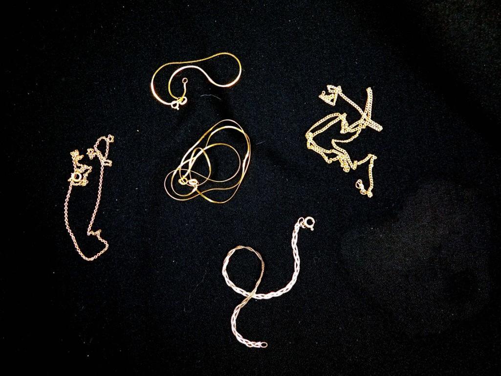 3 Gold Chains, One Sterling Silver Bracelet, one gold p (1 of 2)