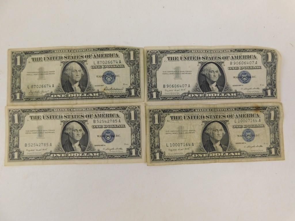 Lot of Four $1 Silver Certificates from 1957 (1 of 2)