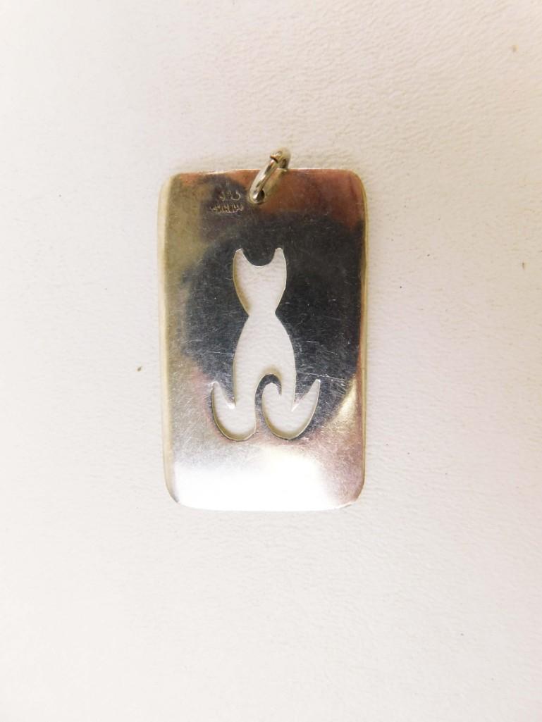 Sterling Silver Cat Pendant Marked .925 Mexico (1 of 3)