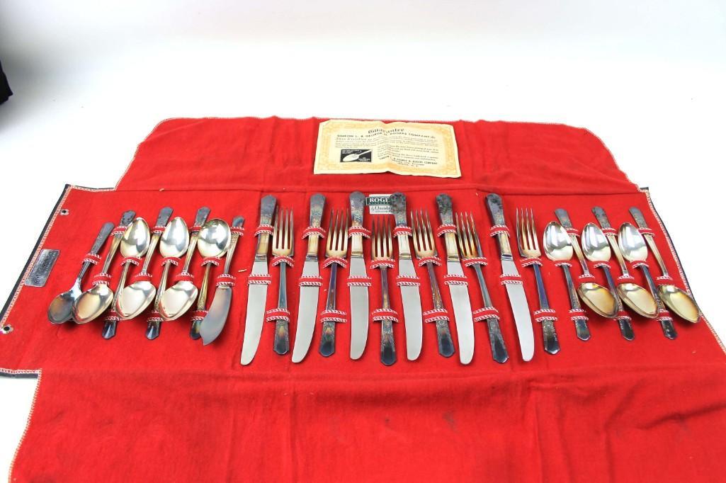 Set of Rogers Silver Plated Flatware: Set of Simeon L and George H Rogers Company Silverplate Flatware