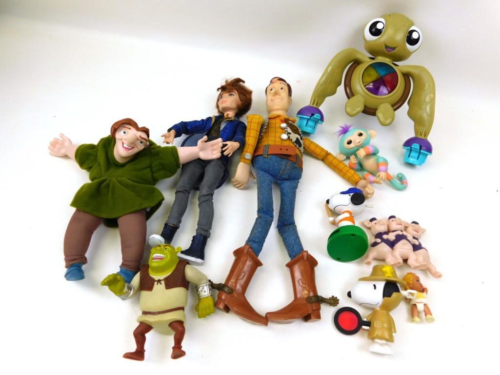 Lot of Toys incl Disney , Snoopy , Shrek , Toy Story ,: Lot of Toys incl Disney , Snoopy , Shrek , Woody from Toy Story , The Finding Nemo Sea Turtle , The Hunchback of Notre Dame, etc