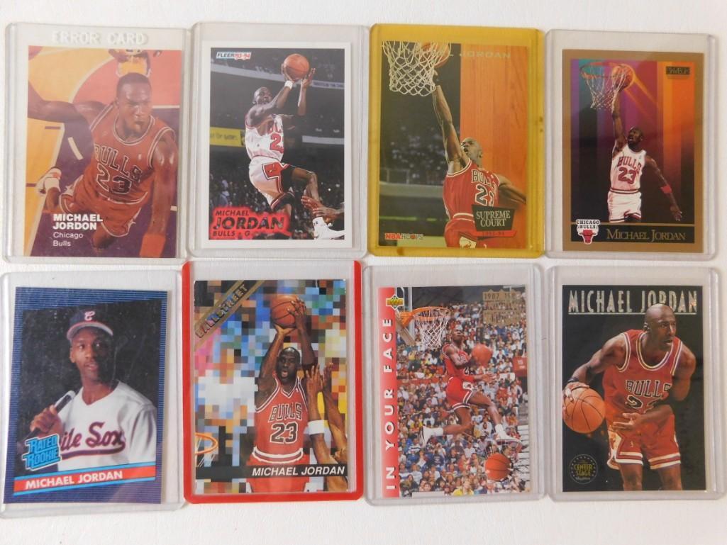 4. Lot of 7 Michael Jordan Basketball cards and 1: 4. Lot of 7 Michael Jordan Basketball cards and 1 Baseball Card Includes Michael Jordan's Chicago White Sox Rookie Card. I'm pretty sure his basketball shooting percentage was a little better than his