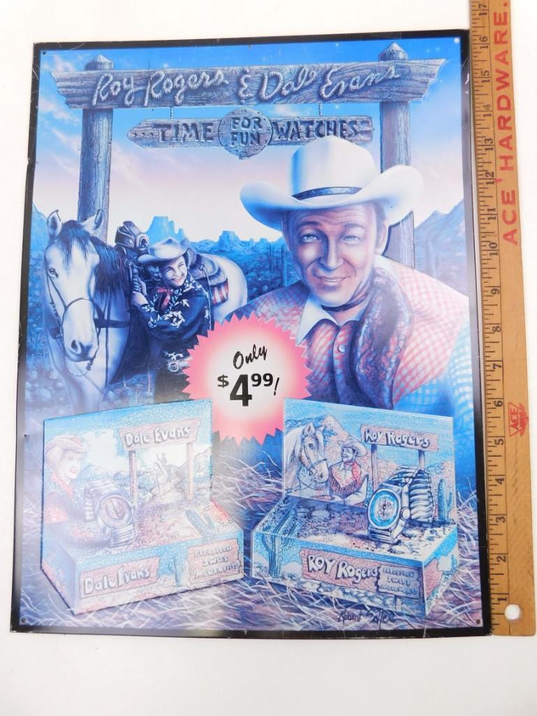 Roy Rogers and Dale Evans Time for Fun Watches Metal: Roy Rogers and Dale Evans Time for Fun Watches Metal Sign 12" x 16"