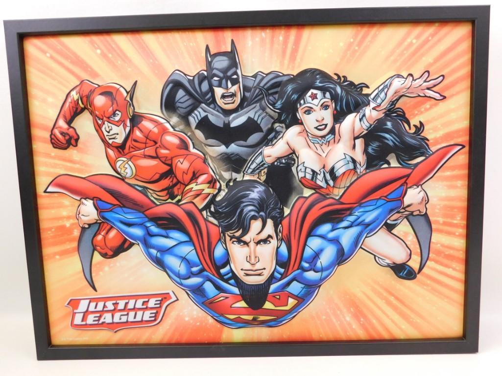 DC Justice League Framed 3D Picture with Black Frame 20: DC Justice League Framed 3D Picture with Black Frame 20" x 15" Art . Features Superman , Wonder Woman , Batman , etc