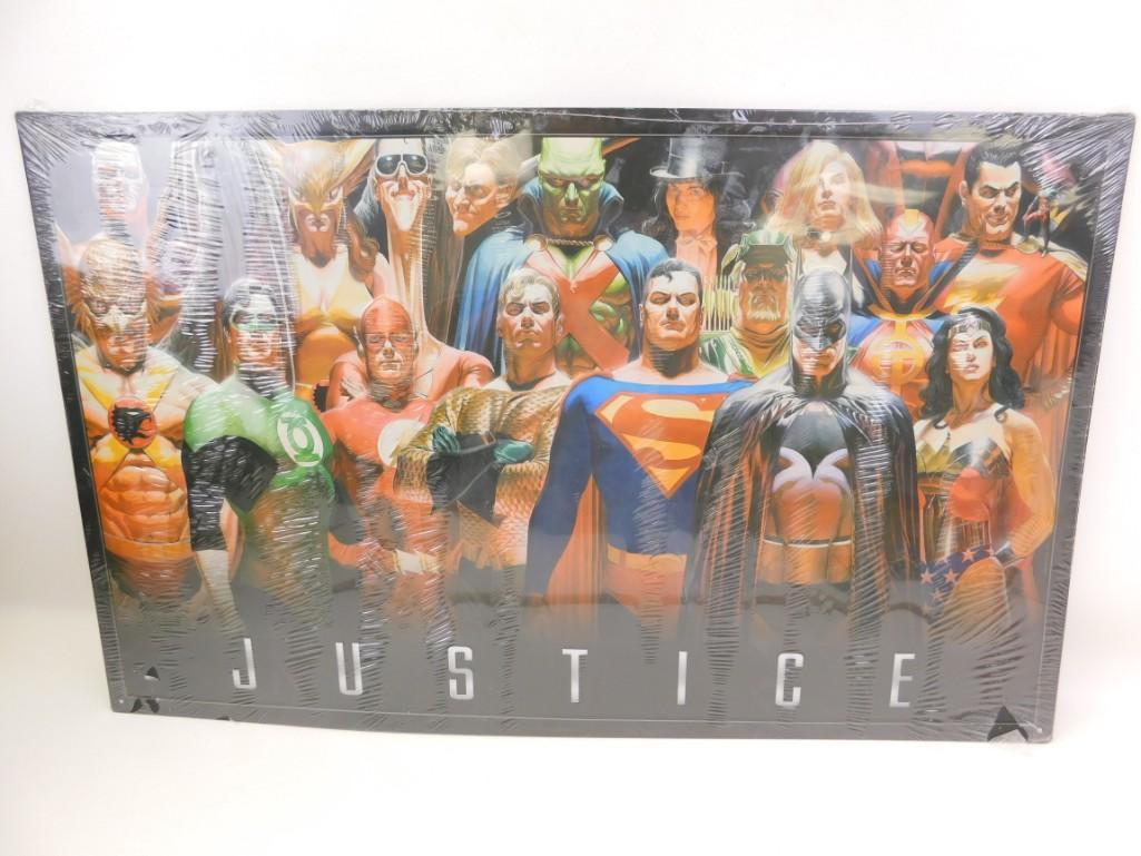 Framed Justice League Print New in Plastic: Framed Justice League Print New in Plastic . Includes Superman , Batman , Wonder Woman , etc 28.5" x 17.5"
