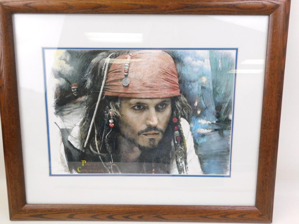 Johnny Depp Pirates of the Caribbean Framed Print: Johnny Depp Pirates of the Caribbean Framed Matted Print . 22.5" x 19"