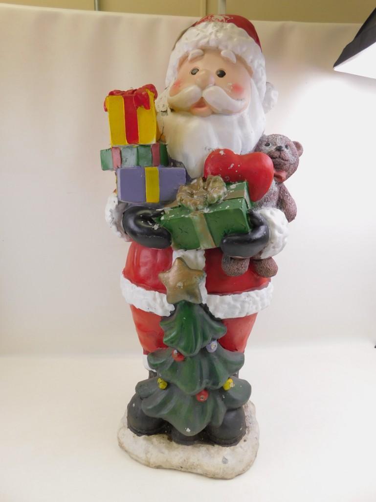 Large Plaster Santa Claus Decoration: Large Plaster Santa Claus Decoration There is a switch on the back, but I can't seem to figure out what it does. Model#PRL1619 Roughly 3 feet tall