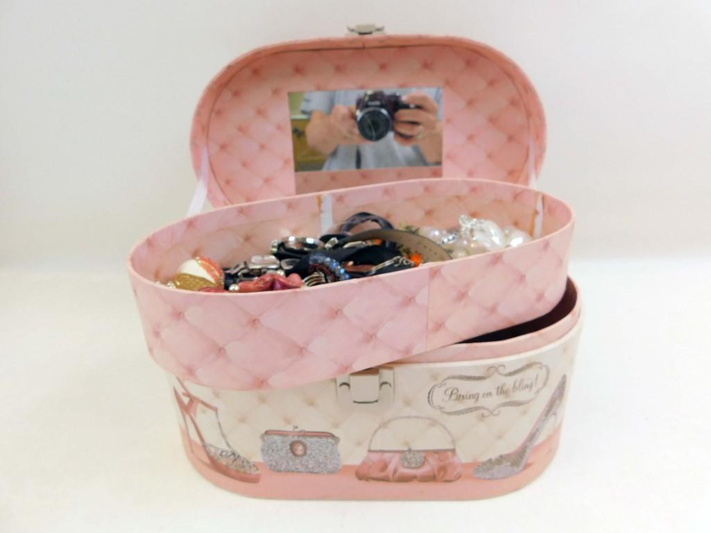 Jewelry Box with Costume Jewelry and Watches: Jewelry Box with Costume Jewelry and Watches