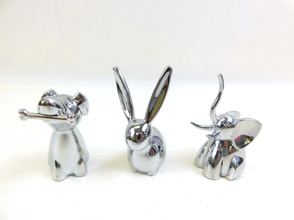 Metal Animal Ring Holders incl Dog , Rabbit , Elephant: Metal Animal Ring Holders or Displays incl Dog , Rabbit , Elephant