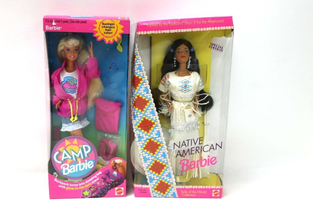 2 Mattel Barbie Dolls incl Native Americana Barbie and: 2 Mattel Barbie Dolls incl Native Americana Barbie and Camp Barbie New in Package