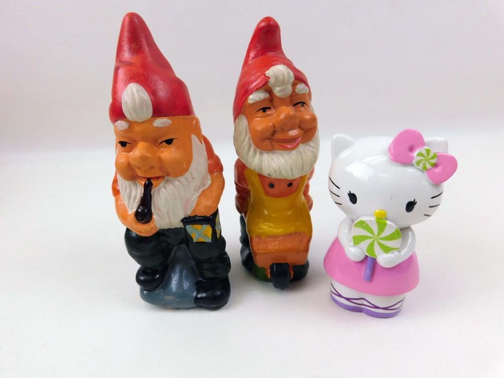 2 Gnomes and a Hello Kitty Figurine: 2 Gnomes and a Hello Kitty Figurine