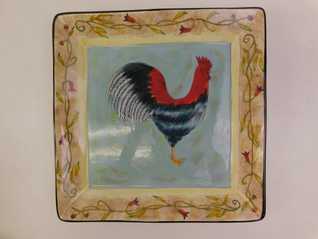 Decorative Plate / Wall hanging of a Crazy Chicken: Decorative Plate / Wall Hanging of a Crazy Chicken Renee Charisse Jardine Certified International