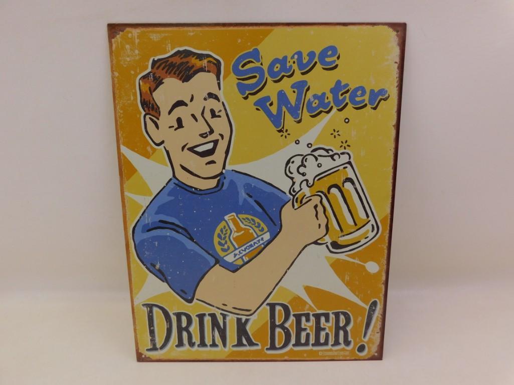 Novelty Save Water Drink Beer Sign: Novelty Save Water Drink Beer Sign