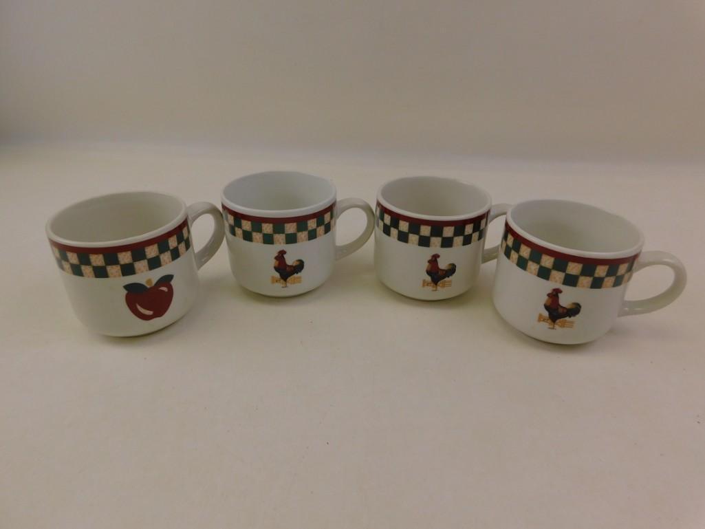 Set of 4 Betty Crocker Country Inn Collection Mugs: Set of 4 Betty Crocker Country Inn Collection Mugs 3 chickens and an apple