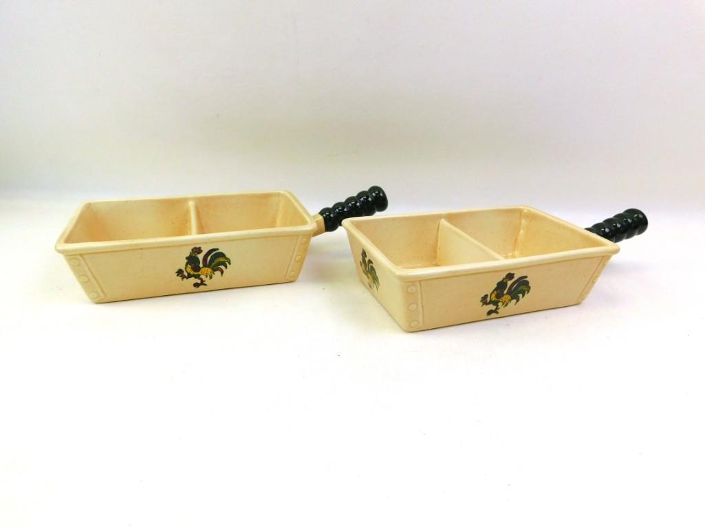 Set of 2 Metlox Poppytrail Provencial Rooster Divided: Set of 2 Metlox Poppytrail Provencial Rooster Divided Dishes