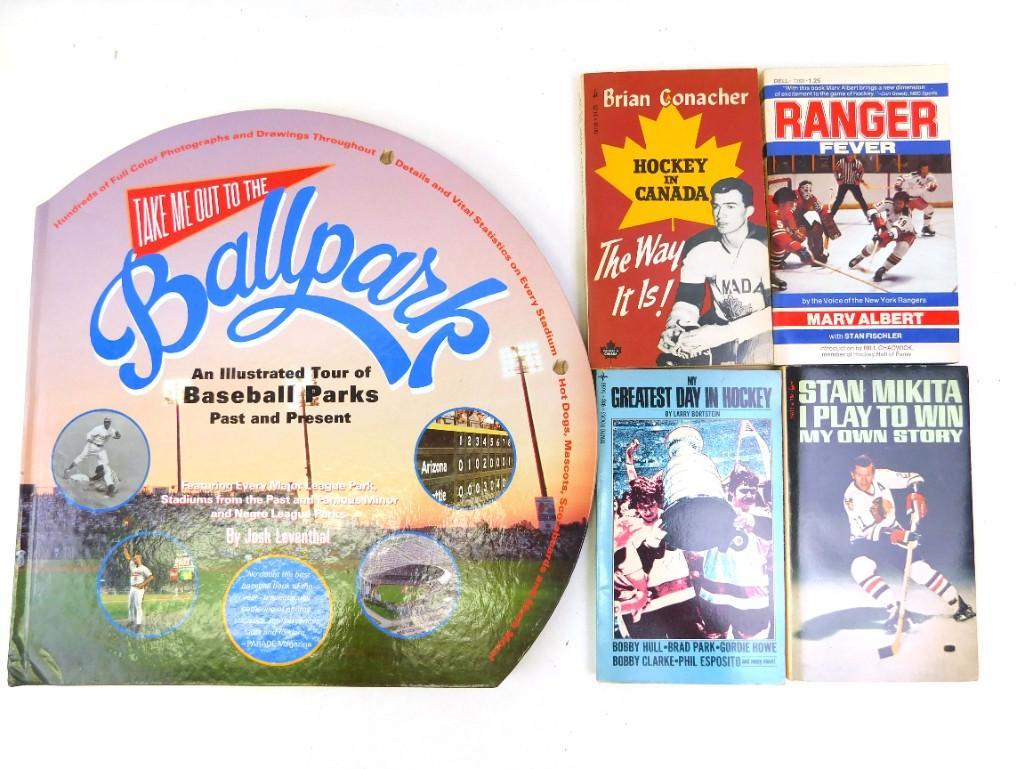 Lot of Sports Books: includes Take Me Out to the Ballpark , Hockey in Canada The Way It is , Ranger Fever , My Greatest Day in Hockey , Stan Mikita I play to Win