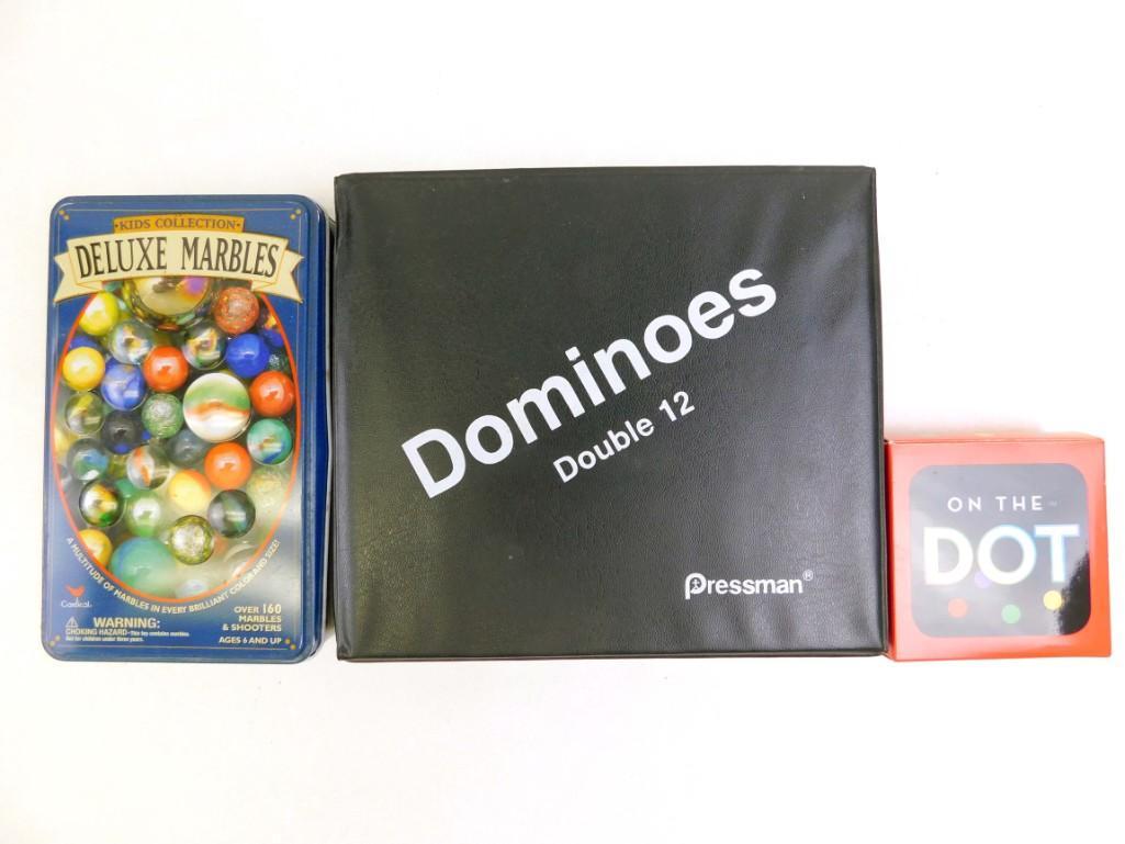Game Lot of Marbles, Dominoes and On the Dot: Game Lot of Marbles, Dominoes and On the Dot