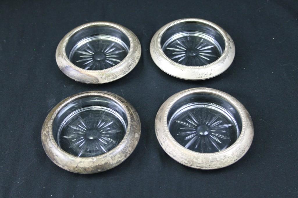 Lot of 4 Sterling Silver Coasters: Lot of 4 Sterling Silver Coasters B