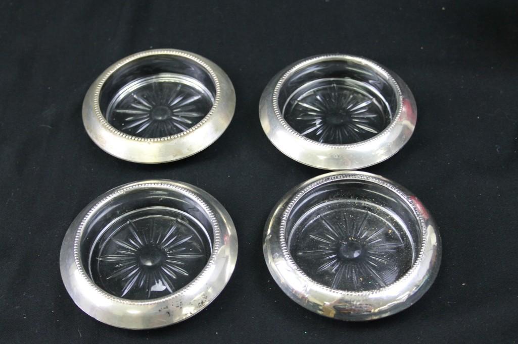 Lot of 4 Sterling Silver Coasters: Lot of 4 Sterling Silver Coasters C