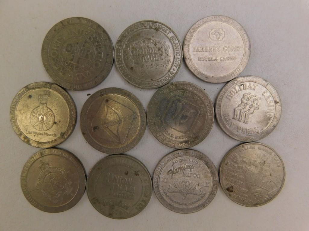 Lot of vintage $1 casino Tokens Mostly Las Vegas: Lot of vintage $1 casino Tokens Mostly Las Vegas Golden Nugget, Flamingo, Barbary Coast, Holiday Casino, Imperial Palace, Slots A Fun, El Cortez, International Resorts, Fremont, Union Plaza, Riviera. 