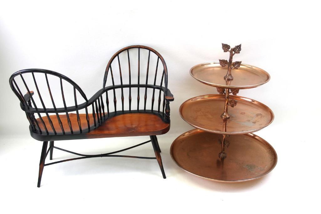 Vintage 3 Tier Cookie Tray and a Wooden Doll Chair: Vintage 3 Tier Cookie Tray and a Wooden Doll Chair