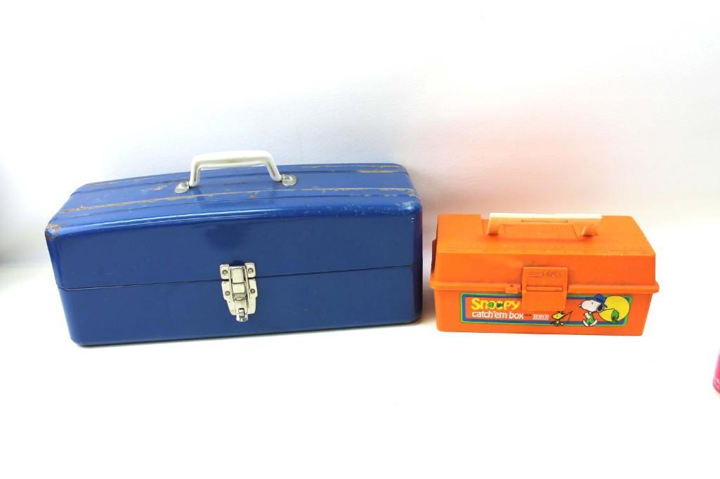 Metal Tackle Box Full of Fishing Supplies and a Snoopy: Metal Tackle Box Full of Tackle and Fishing Supplies and a Snoopy Tackle Box
