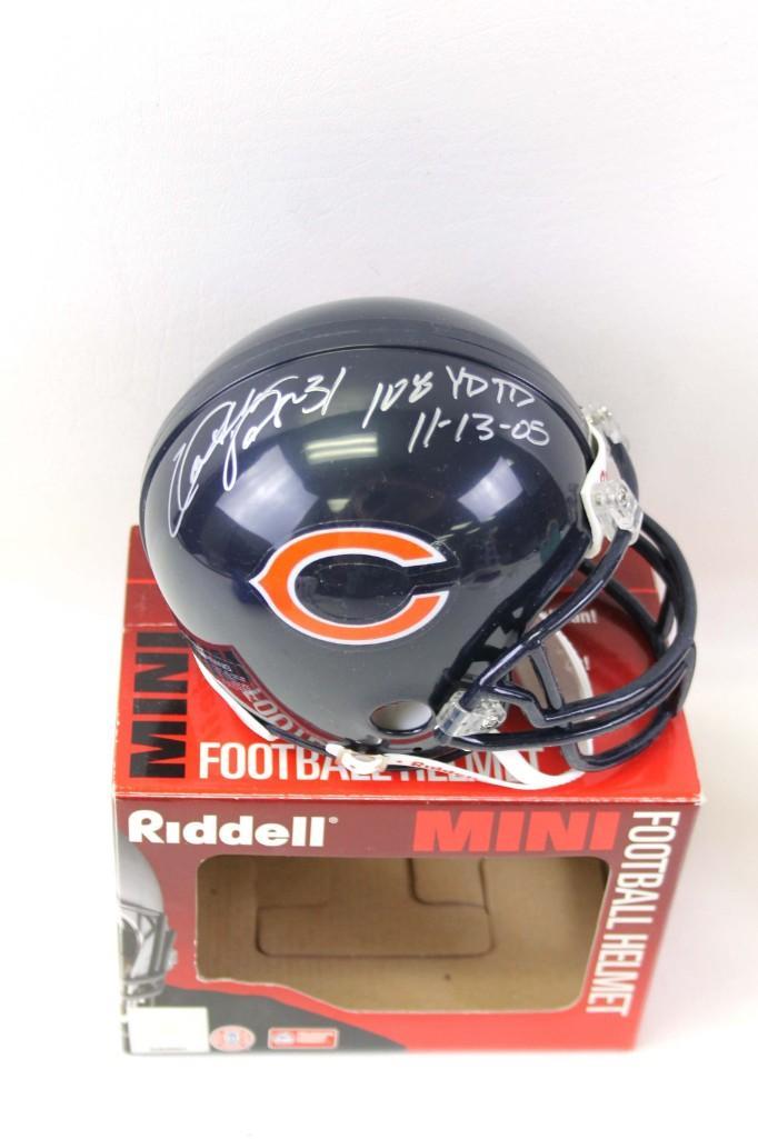 Riddell Mini Football Helmet Signed Nathan Vasher NO: Riddell mini helmet signed Nathan Vasher 108 yard touchdown 11/13/05 NO Certificate of Authenticity