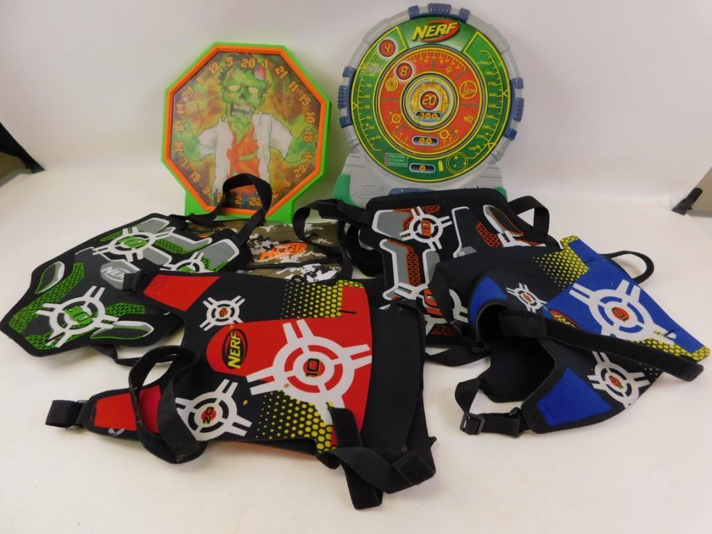 Lot of Nerf Vests and Targets: Lot of Nerf Vests and Targets / Dart Boards 