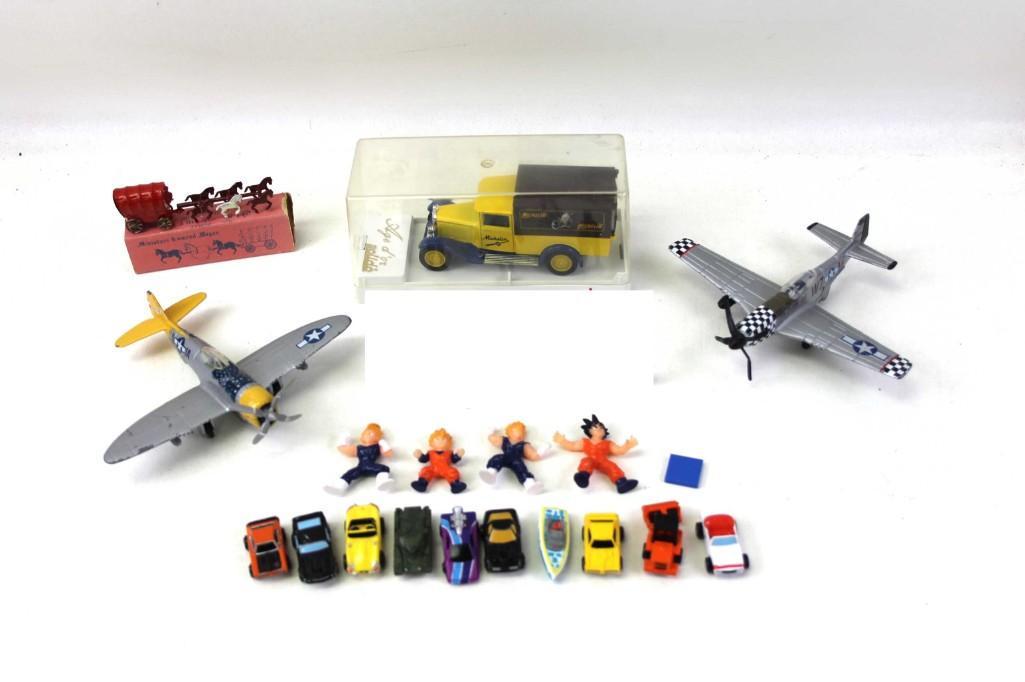 Misc Toy Lot including Micro Machines Mini Covered: Misc Toy Lot including Micro Machines Mini Covered Wagon Japan, Dragon Ball Z, Michelin Truck Limited edition etc.