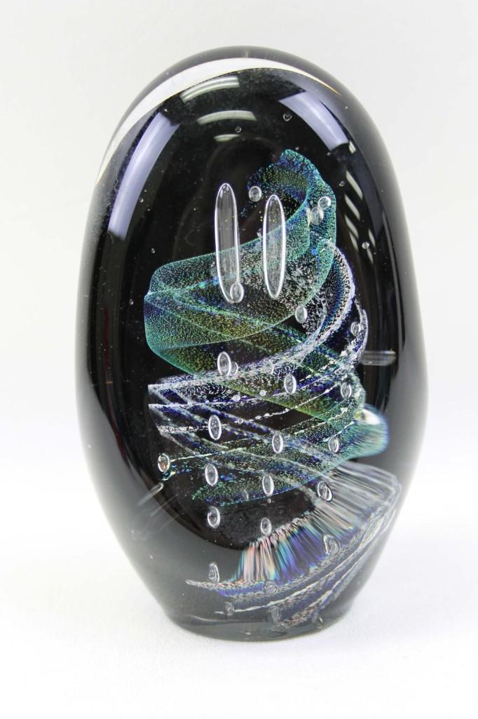 Ron Schuster Dichroic Art Glass Paperweight Signed: Ron Schuster Glass Studio Dichroic Art Glass Paperweight Signed SGS '98