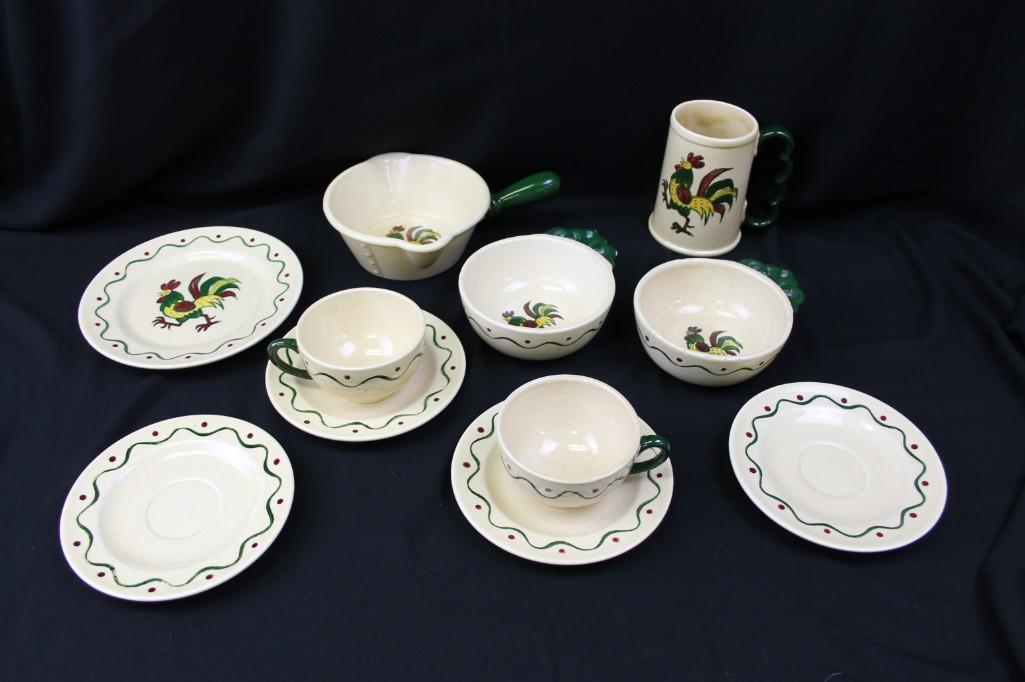 Set of Dishes with Crazy Chickens / Roosters: Set of Dishes with Crazy Chickens / Roosters Includes a mug, dishes, coffee cups, etc.