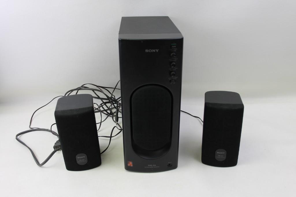 Sony 2.1 Computer Speakers SRS-D4 SRS-004: Sony 2.1 Computer Speakers SRS-D4 SRS-004 Stereo speakers plus a subwoofer They will probably work without a computer as well.