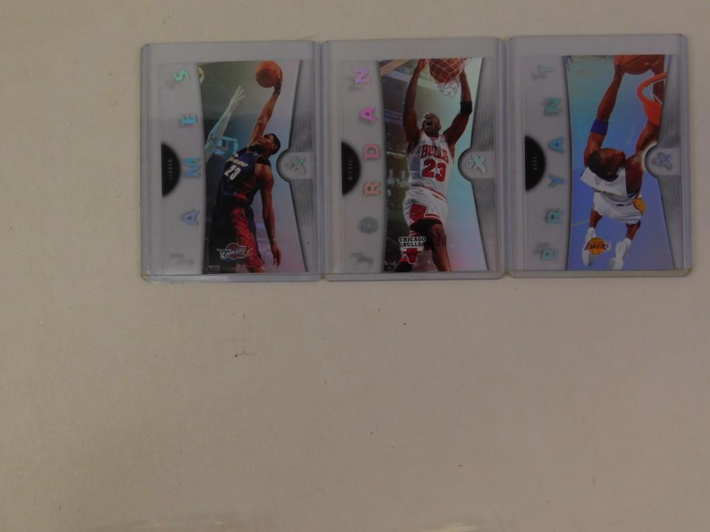 06-07 Fleer E-X LeBron James, Michael Jordan and Kobe: 2006 - 2007 Fleer E-X LeBron James, Michael Jordan and Kobe Bryant Plastic Acetate Cards You get all 3 of them. These are incredible cards and tough to find.