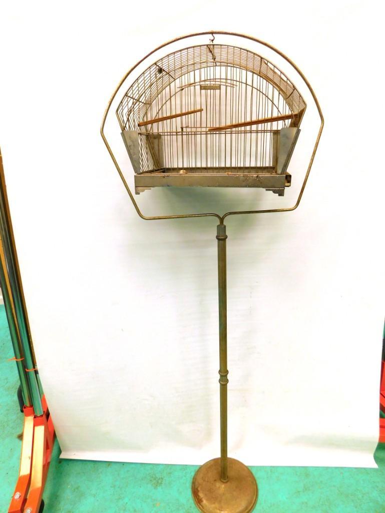 Vintage Wire Birdcage on a Stand approx 63" Tall (1 of 3)