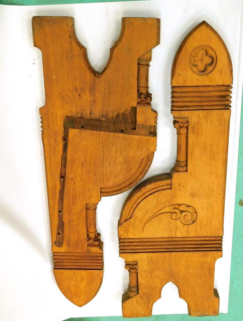 Set of Carved Vintage Church Pew Ends: Set of Vintage Church Pew Ends with nice carving