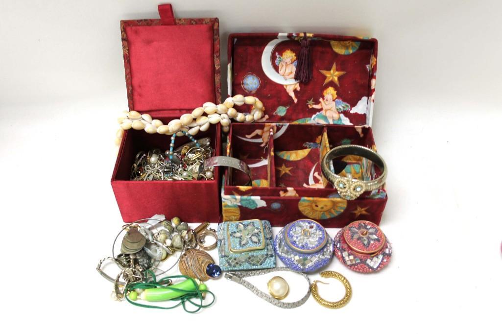 Lot of 2 Jewelry Boxes Filled with Costume Jewelry and (1 of 3)