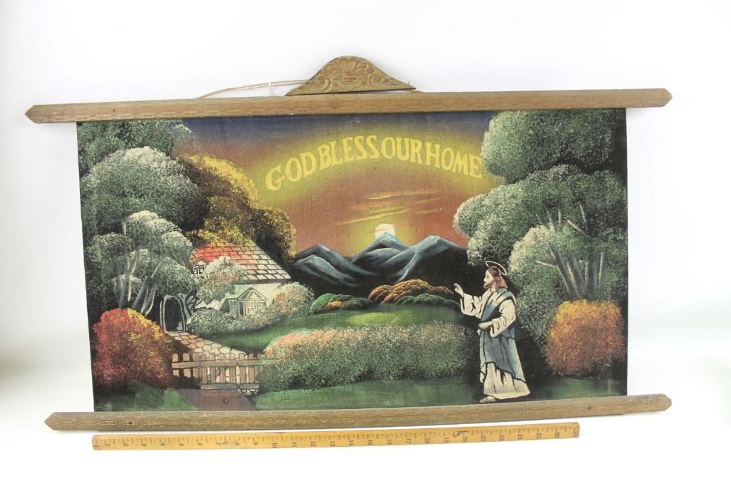 Vintage 1940s Religious Wall Hanging (1 of 4)