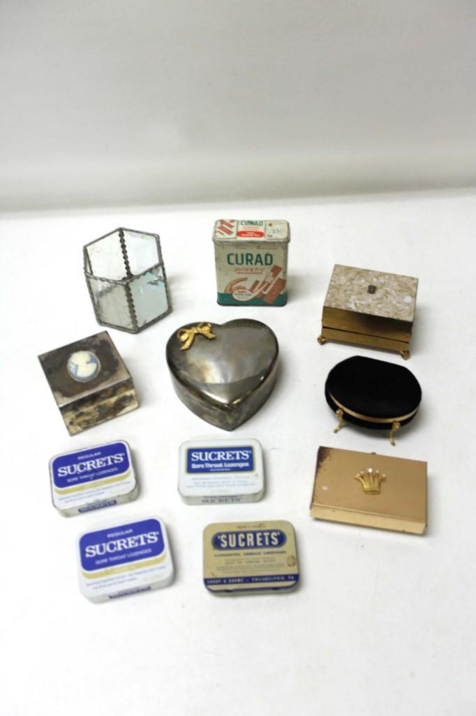 Lot of Vintage Trinket Boxes and Tins: Lot of Vintage Trinket Boxes and Tins