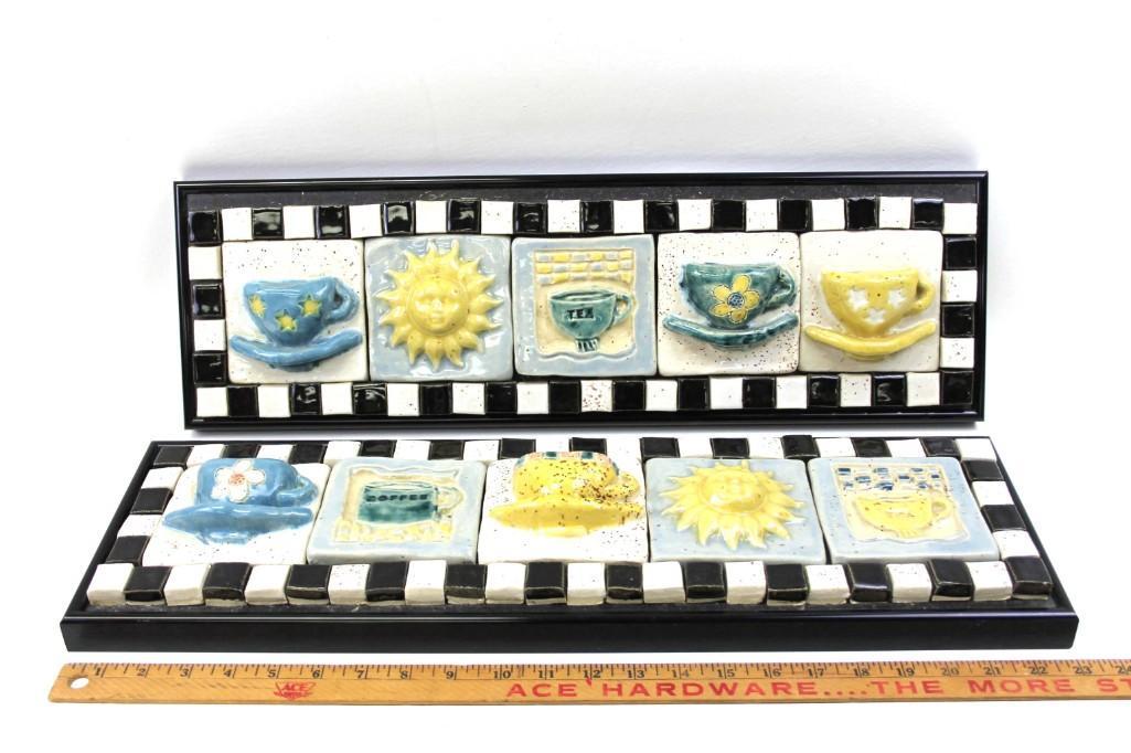Set of 2 Coffee Cup Ceramic Wall Hangings Norma Hanlon (1 of 5)