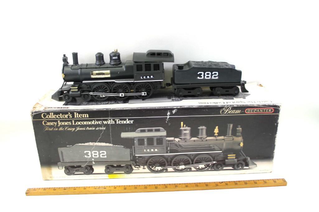 Jim Beam Casey Johns Locomotive with Tender Decanter in: Jim Beam Casey Johns Locomotive with Tender Decanter in Original Box