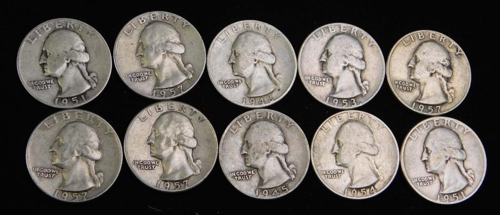 Lot of 10 Washington Quarters (1 of 2)