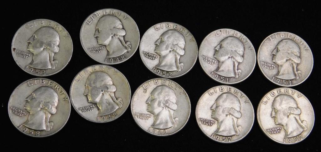 Lot of 10 Washington Quarters (1 of 2)