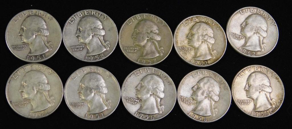Lot of 10 Washington Quarters (1 of 2)