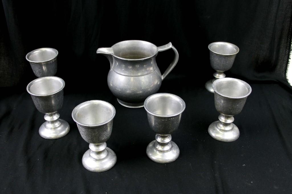 Pewter Pitcher and Goblets (1 of 3)